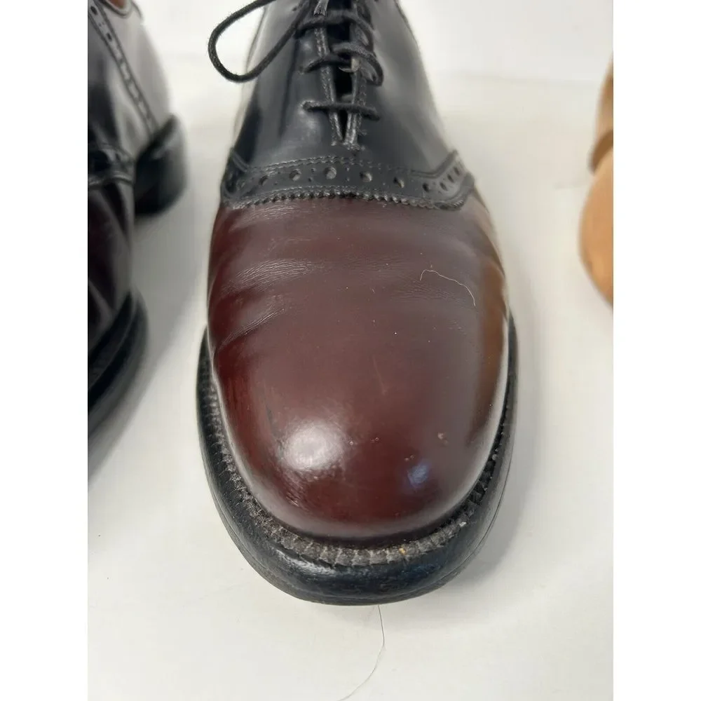 Allen Edmonds 71006 Polo Burgundy 2-Tone Plain Toe Saddle‎ Shoes Mens 8.5 D